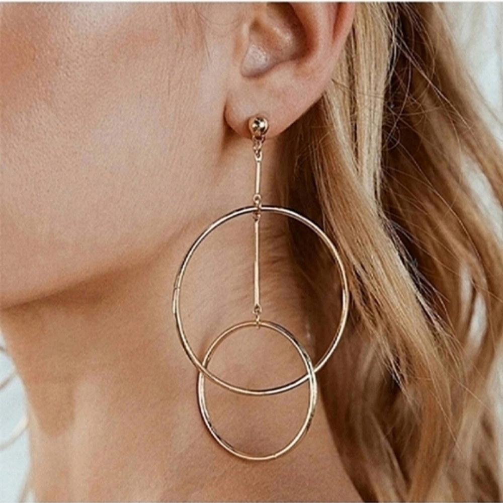 Free People Gold Double Hoop Earrings
